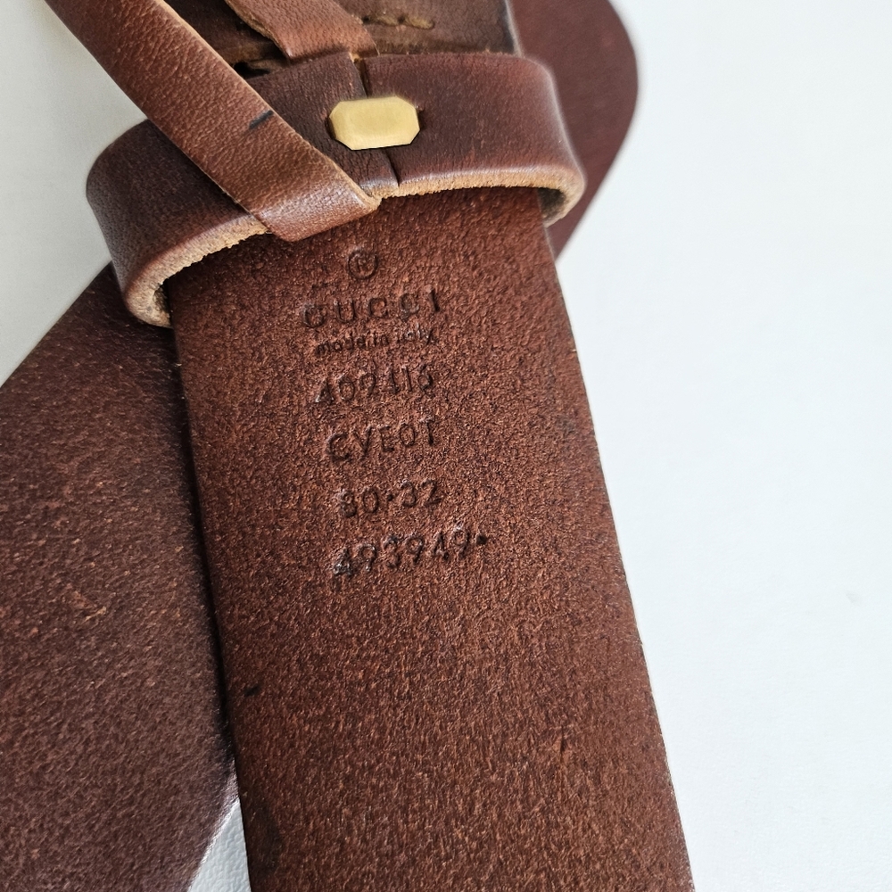 Gucci Brown GG Marmont Cowhide Leather Belt - 80/32 - Picture 6 of 6